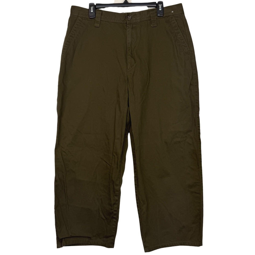 Uniqlo U Chino WIDE FIT Pants Mens 36x27 Cotton Lemaire Trousers Olive Green Zip
